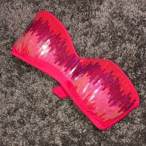 Sparkly PINK sequence swim top